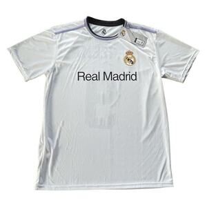 NWT Real Madrid Jersey Mens Large White Karim Benzema Authentic Football Soccer